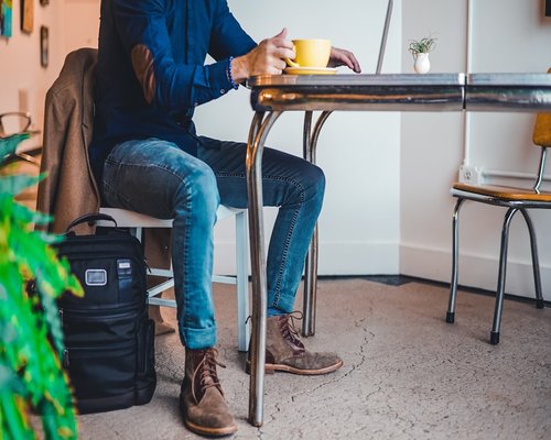 person taking a short break during a workday