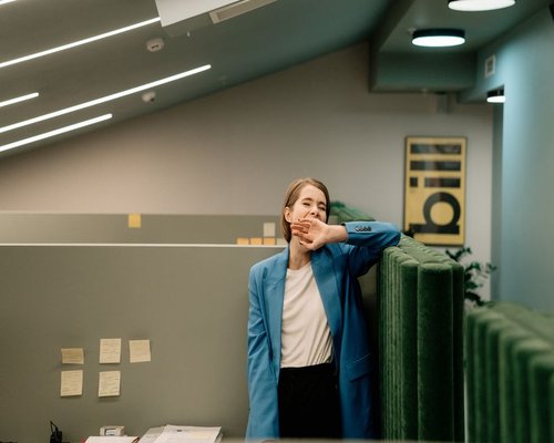 person taking a short break during a workday